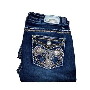 Sexy Couture Women Bootcut Jeans Embellished Pockets Dark Wash Size 13 A3